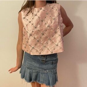 Pink Embellished Sleeveless Top
